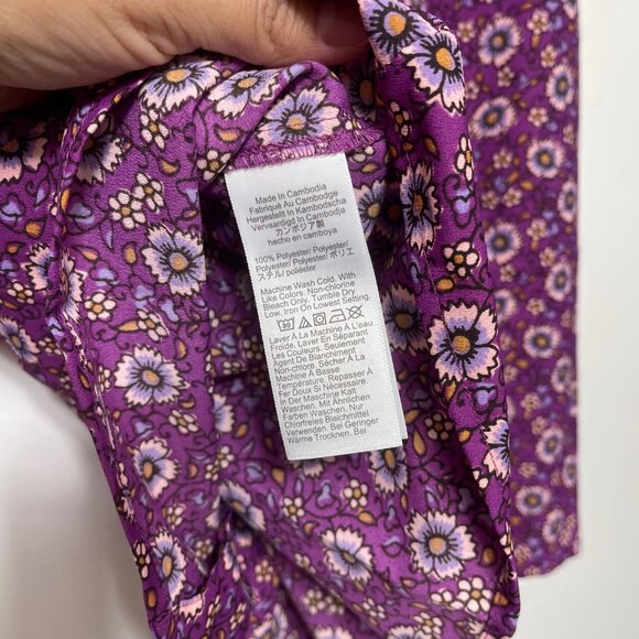 J Crew Factory Floral Print Puff-sleeve Blouse in Purple Sweet Size S - Picture 7 of 11